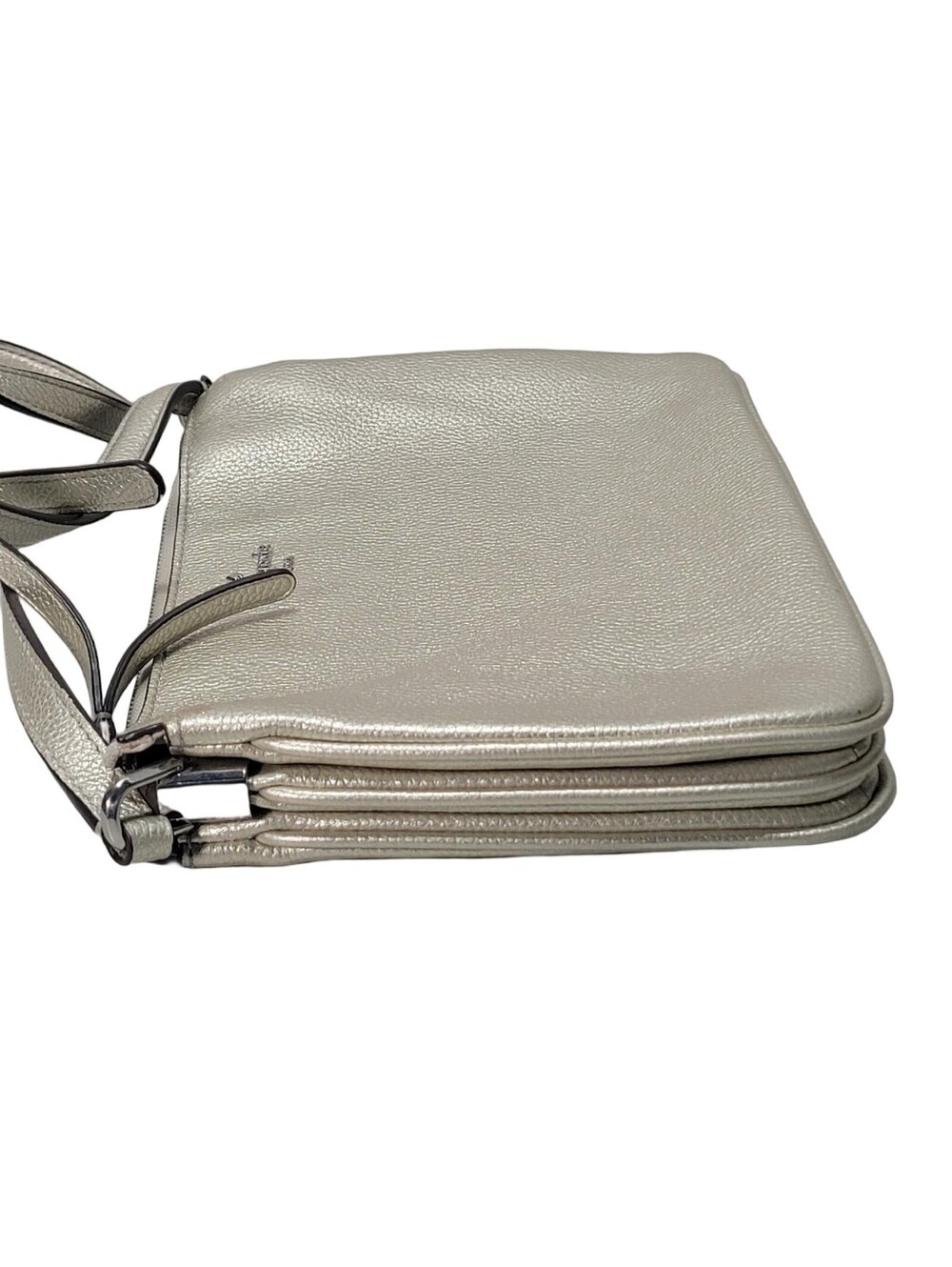 Kate Spade New York Metallic Silver Crossbody Bag Purse Zip Top Closure - Picture 8 of 16